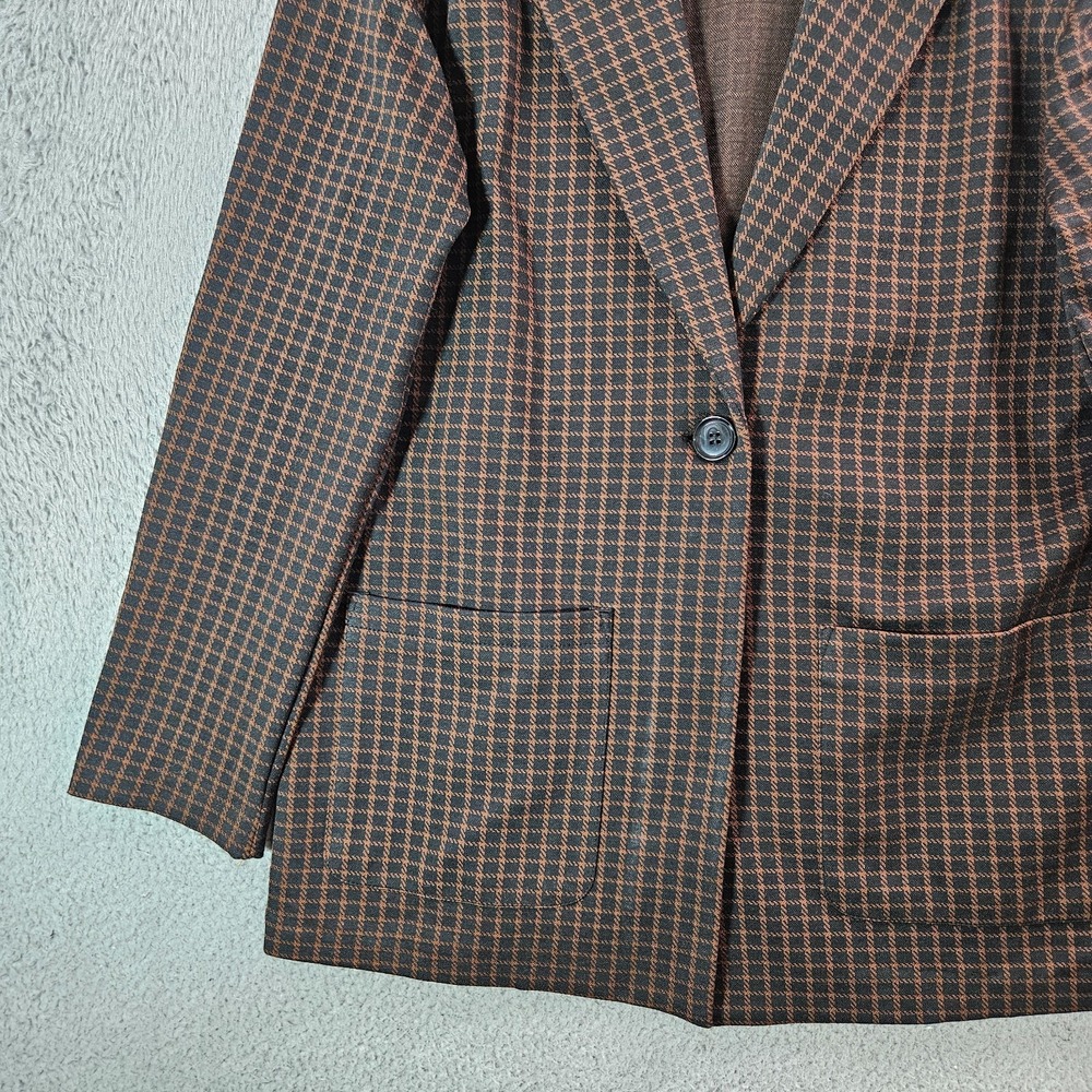 Sanctuary Boyfriend Checked Blazer Suit Jacket Women Small Maroon Black Plaid - Picture 2 of 10